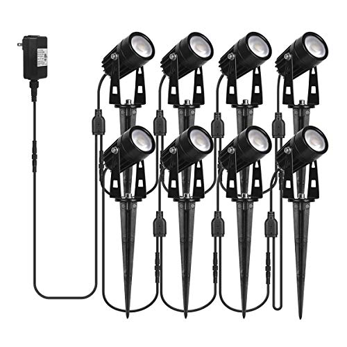 LAVAED 8 Pack Outdoor Led Low Voltage Landscape Lights with Transformer