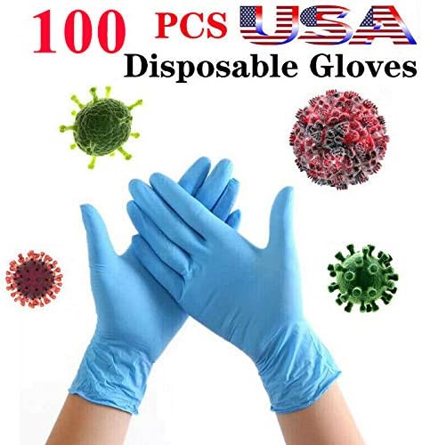 Nitrile Disposable Gloves- Powder Free, Food Grade Gloves, Latex Free, 100 Pc. Dispenser Pack, Large Size, Blue (Blue)