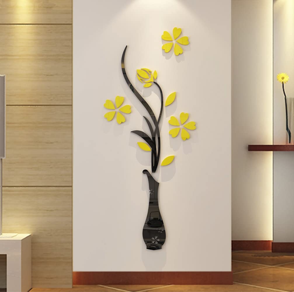 Hermione Baby 3D Vase Wall Murals for Living Room Bedroom Sofa Backdrop Tv Wall Background, Originality Stickers Gift, DIY Wall Decal Wall Decor Wall Decorations (Yellow, 47 X 18 inches)