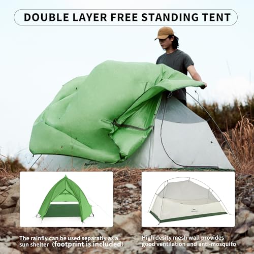 Naturehike Upgraded Cloud Up 2 Person Tent Backpacking Tent Camping Tents for 3 Season Lightweight Tents for Camping & Hiking