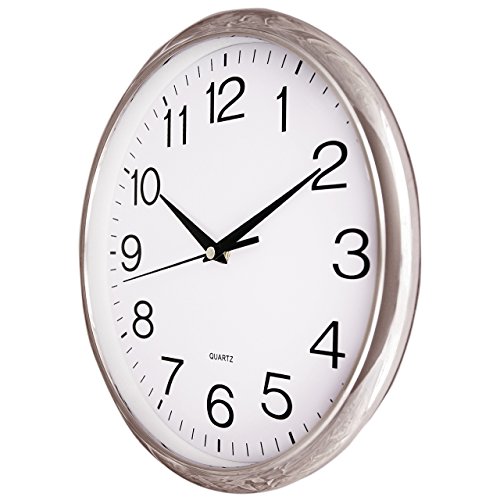 Silver Quartz "silent tick" Wall Clock ideal for use in the office