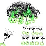 VIPMOON 100 Pcs Fishing Rubber Bobber Beads Stopper, 6 in 1 Float Sinker Stops, Black Cylinder, Float Stop Available, S