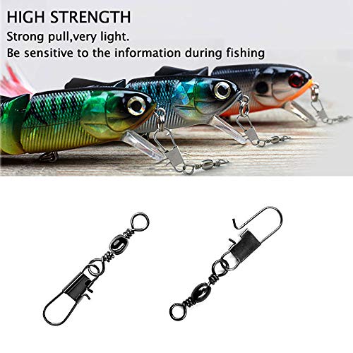 OROOTL Wirbel Angeln Snap 100Stk Barrel Angelwirbel mit Sicherheit Interlock Snaps Link hohe Festigkeit Salzwasser Angelzubehör Angelgerät Köder Line Connector – Bild 8