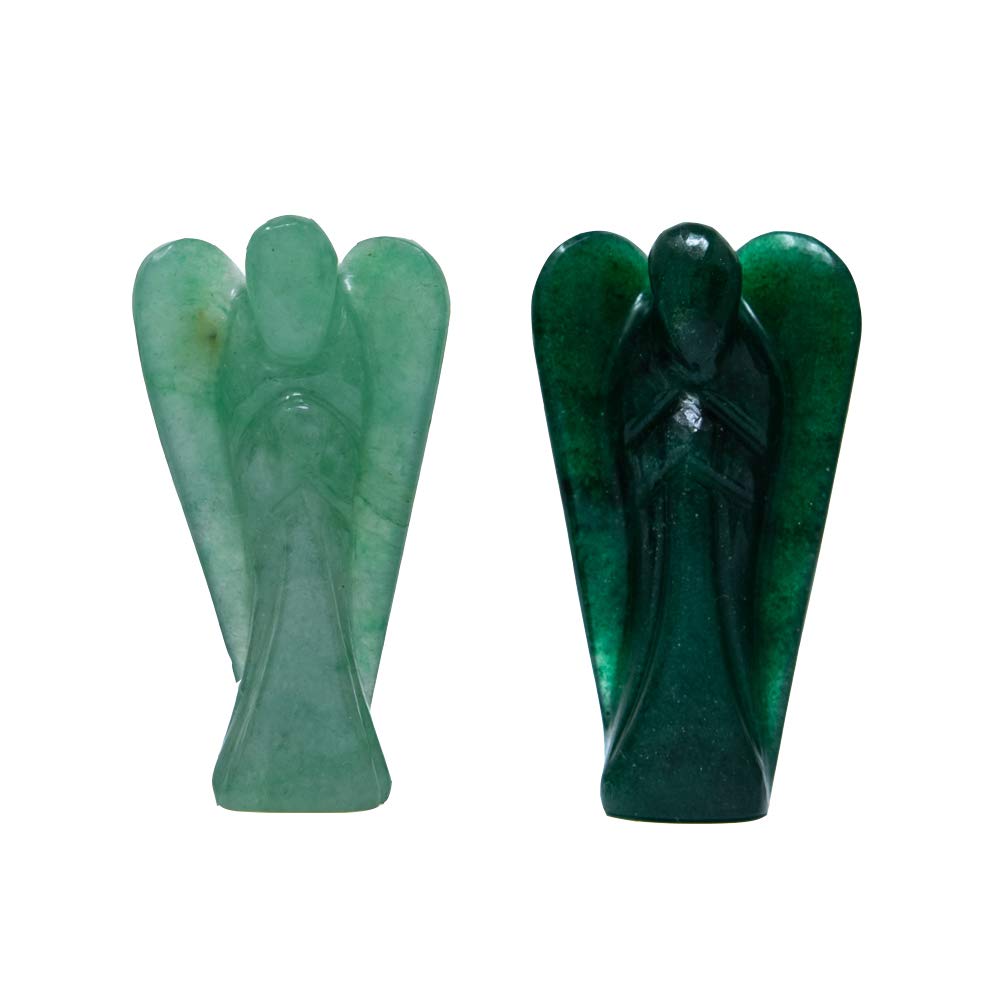 Wonder Care Pocket Guardian Angel Crystal Natural Gemstone Reiki Healing Energy Carved Statue Figurines, Chakra balancing, meditation, aesthetic (1.5"-2.0") (pack of 2)