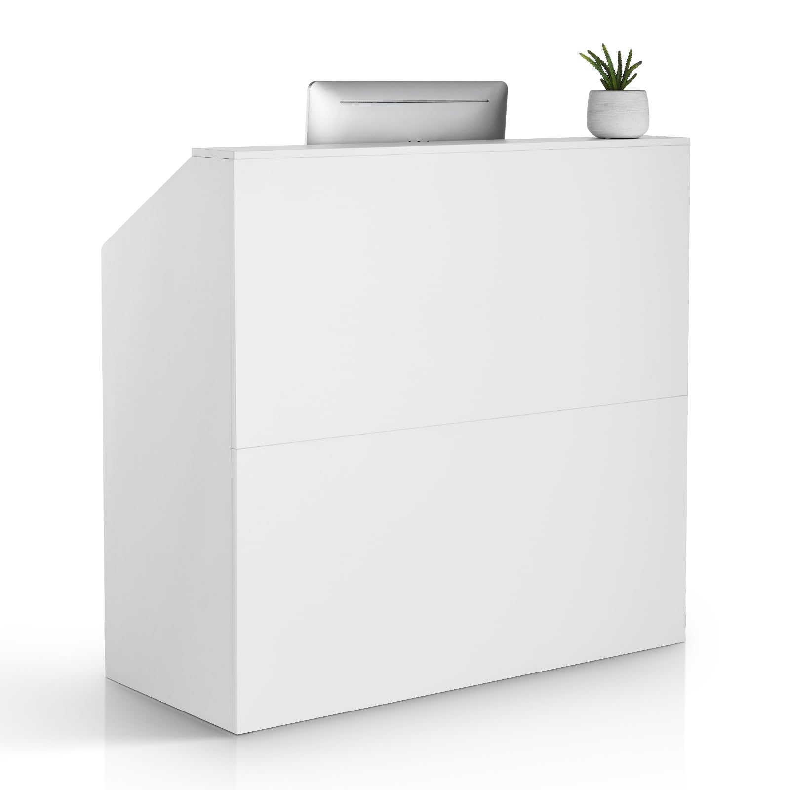 Photo 1 of *Chipped corners* VEVOR Reception Desk, 46 Inch Rectangular Front Counter Table, Office Reception Desk, Retail Counter and Front Reception Counter, for Checkout, Lobby, Beauty Salon and Office, White