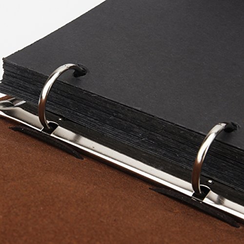 image for Woodmin Leather Cover Navigation Theme 3-Ring Black Paper DIY Scrapboo