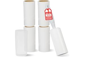 XICOSO 4X Extra Sticky Lint Roller with Dust Cover, Lint Rollers for Pet Hair, 300 Sheets Mega Value Set, Pet Hair Remover with 1 Upgraded Handle 5 Rollers, Portable Lint Remover for Clothes, Dog & Cat Hair