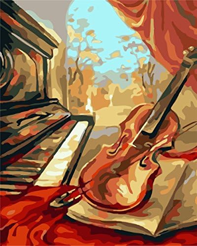 DIY Paint by Numbers for Adults DIY Oil Painting Paint by Number Kit for Adult Kid Beginner, Creative Musical Instrument 16x20inch with Wooden Frame