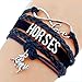 Horse Bracelet Gift for Girls, Horse Jewelry, Infinity Bracelet Horse Charm, Gift Wrapped (Blue, 5.5in medium)