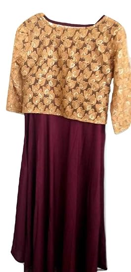 Women's Cotton 3/4 Sleev Outerwear Gold with Maroon XL