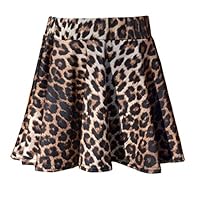 Miss Vanilla Kids Girls Stretch Elastic High Waist Skater Skirts 5-13 Years (11-12 Years, Leopard Skirt)