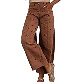 chouyatou Women's 2026 Polka Dot Pattern Barrel Jeans Boyfriend Y2K Casual Wide Leg Mid Rise Denim Pants