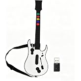 NBCP Wireless Guitar Hero Controller for PC and PlayStation 3 PS3 with Dongle for Clone Hero, Rock Band Guitar Hero Games White