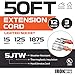 IRON FORGE CABLE 50 Ft Orange Extension Cord - 12/3 SJTW Heavy Duty Lighted Outdoor Extension Cable with 3 Prong Grounded Plug for Safety, 15 AMP - Great for Garden & Major Appliances