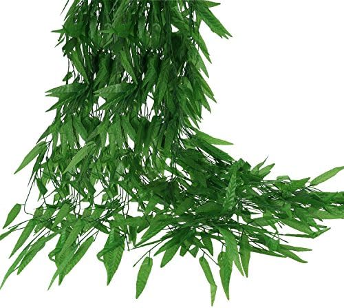 ALIDEAL Artificial Vine Ivy Greenery Garland Fake Silk Willow Rattan Wicker Twig Hanging Wedding Festival Windowsill Balcony Courtyard Decor 50 PACK