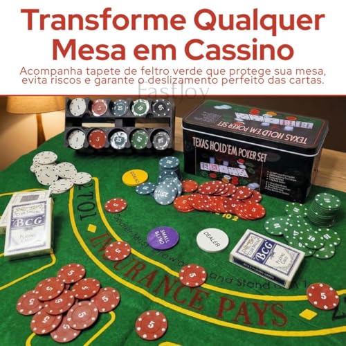 Jogo de Poker 200 Fichas Cartas de Baralho, Maleta Metálica, Fichas de Dealer e Blind, Conjunto Completo para Jogos
