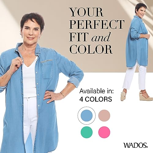 WADOS( OVERSIZED BUTTON DOWN SHIRTS FOR WOMEN, INDIGO, LARGE – FLOWY, WOMEN’S OVERSIZED SHIRTS – LOOSE BUTTON DOWN BLOUSE