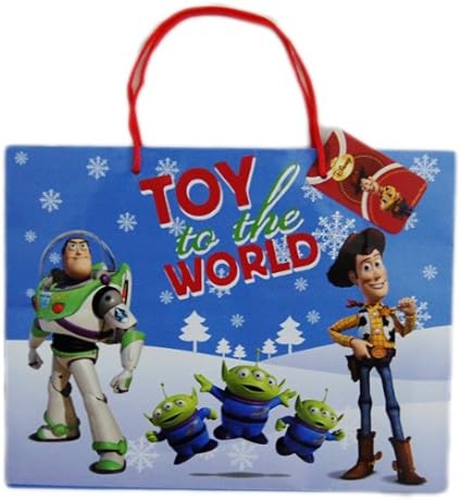 Amazon 中型サイズ クリスマスギフト用手提げ袋 横 水色トイストーリー手さげ袋 ディズニー紙袋 ラッピングバッグラッピング X Mas Disney 並行輸入 ベビーモニター ベビー マタニティ 通販
