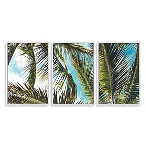 3 Piece Framed Canvas Wall Art for Living Room, Bedroom Vintage Tropical Palm Trees Canvas Prints for Modern Home Decoration Ready to Hang - 16"x24"x3 Panels