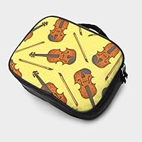 MINIKENS Wooden Fiddle Or Violin 3D Printed Travel Makeup Bag Waterproof Portable Cosmetic Cases Organizer Mini Makeup Cases Travel Cosmetic Bag Brush Bag for Women Girls Black