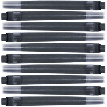 Parker Quink Permanent Ink Fountain Pen Refill Cartridges, 10 Black Ink Refills (3011031PP)