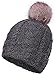 Arctic Paw WomenWinter Warm Knit Beanie Hat with Faux Fur Pompom, Charcoal