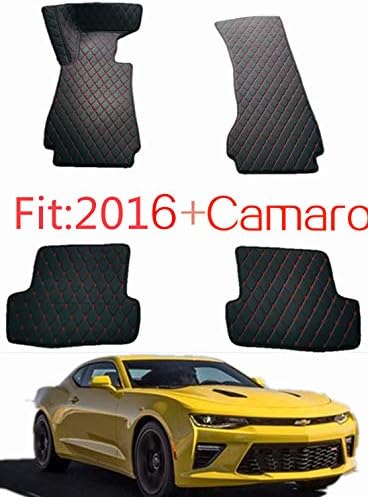 Amazon Mesport 高級レザー 全天候型 ブラック レッド 車 シボレー カマロ フロアマット カーペットカバー 防水 16 シボレー カマロ用 ノンスリップマット 車 バイク