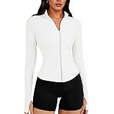 Auxo Workout Jackets for Woman Reflective UPF 50+ Zip Up Cropped Running Jacket Gym Yoga Tops with Pockets