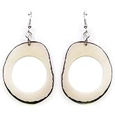 Tagua Nut Earrings Slices in Natural Ivory White Handmade Fair Trade, Lightweight by Florama Natural Jewelry