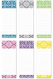 6 Magnetic Notepads - Damask Design Series - 6 Different Designs on 3.5" x 9" Pads
