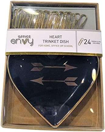 Office Envy Paper Clip and Trinket Dish Gift Set for Home, Office or School (Navy Trinket Heart Dish)