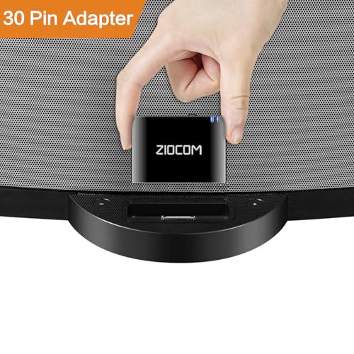 ZIOCOM 30 Pin Bluetooth Adapter Receiver for Bose iPod iPhone SoundDock and Other 30 pin Dock Speakers with 3.5mm Aux Cable(Not for Car and Motorcycles), Black