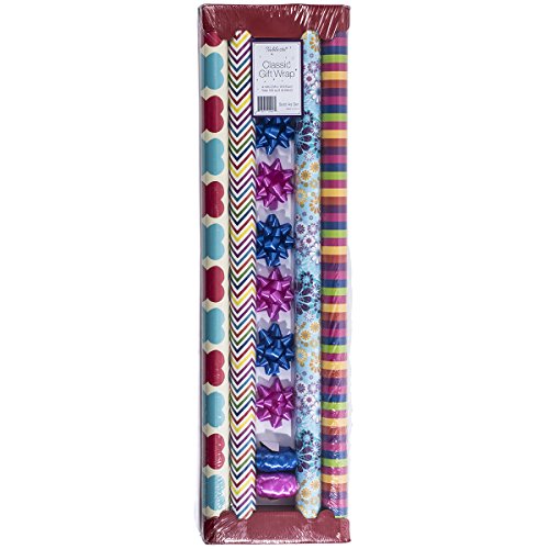 Gift Wrapping Paper – All Occasion Wrapping Paper – Wrapping Paper – Premium Gift Wrap, 4 Rolls - 2.5 ft x 10 ft per Roll, Includes 7 Bows, 2 Rolls of Ribbons - Thumbnail 5