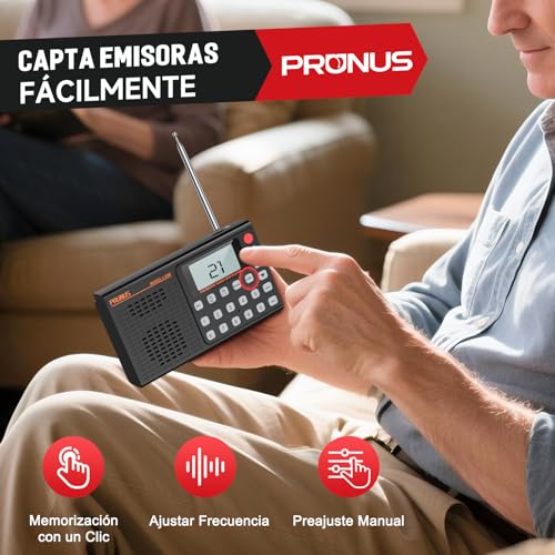 PRUNUS J-168 FM/Am/SW Digital Radio with Manual Preset, Rechargeable Small Portable Radio 2000mah, Sleep Timer, Excellent Reception, Radio with Bluetooth 5.0, TF Player.