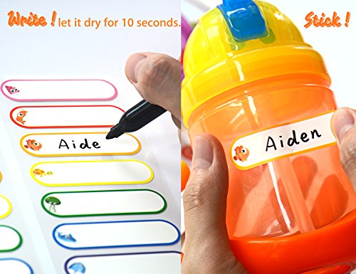 image for CHUBBIEE Baby Bottle Labels for Daycare, Waterproof Write-On Name Labe