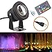 FAVOLCANO 10W 12V Memory Function RGB Waterproof Outdoor Light LED Spotlight Flood Light Lamp with Remote Control for Fountain Pond Landscape Garden Pool (Black)