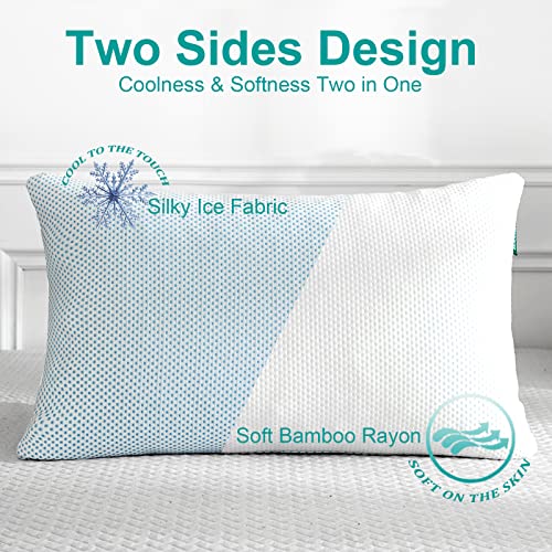 Bravbowerry Cooling Shredded Memory Foam Pillow 2 Packs Cooling Bed