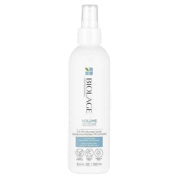 BIOLAGE VOLUME BLOOM VOLUMIZING SPRAY – ADDS BOUNCE, MOVEMENT & FULLNESS, ROOT LIFT SPRAY FOR FINE HAIR, SOY PROTEIN & POLYMERS, PARABEN-FREE AND VEGAN, 8.4 FL OZ, PACKAGING MAY VARY