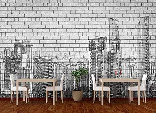 Ladrillo Efecto De Pared Papel Pintado 3d Ciudad Dibujo A Lapiz Foto Mural Imagen Decoracion Fresco Decoracion Dormitorio 400 280cm Amazon Es Bricolaje Y Herramientas