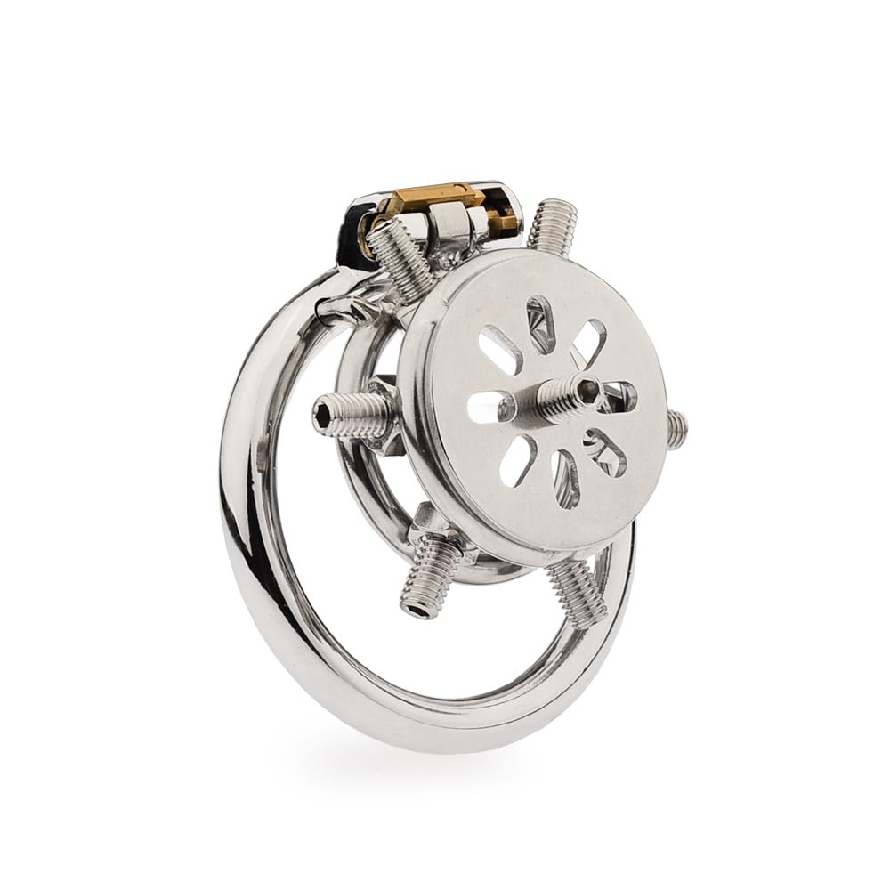 Inverted Chastity Device with Rivet Stainless Steel Chastity Cage Chastity Lock Beginner Cage Penis Cage Adult Toys Penis Ring Erection Ring Bondage Stimulation for Men Couple