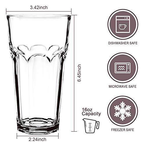 QAPPDA Highball-Glasbecher, 473 ml, transparent, Trinkglas für Getränke, Cocktailglas, Saftbecher, Trinkgläser für… – Bild 3