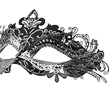 Coddsmz Couple Masquerade Metal Masks Venetian Halloween Costume Mask Mardi Gras Mask (Black+Black-Sliver)