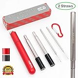 Stainless Steel Collapsible Straw - Eco-Friendly Reusable Straws with case Portable Metal Telescopic Drinking Straws - With Cleaning Brush, Keychain, Travel Case - Premium Stainless Steel Quality