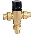 Caleffi 521609A Cal 3-Way Thermostatic Mixing Valve, Low-Lead Brass 1-Inch Sweat
