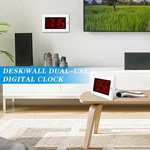 KWANWA Wall Clock, Digital Clock, 8" Extra Large Display, 3" Big LED Number, Battery Operated