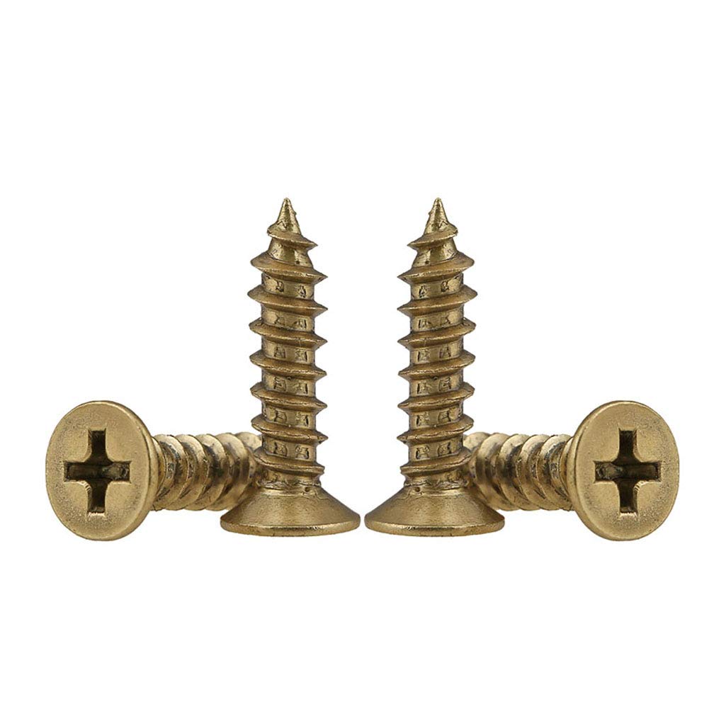 BOZONLI Brass Wood Screws Self Tapping Screws Phillips Flat Head Screws M5×25mm, 10 pcs — image 1