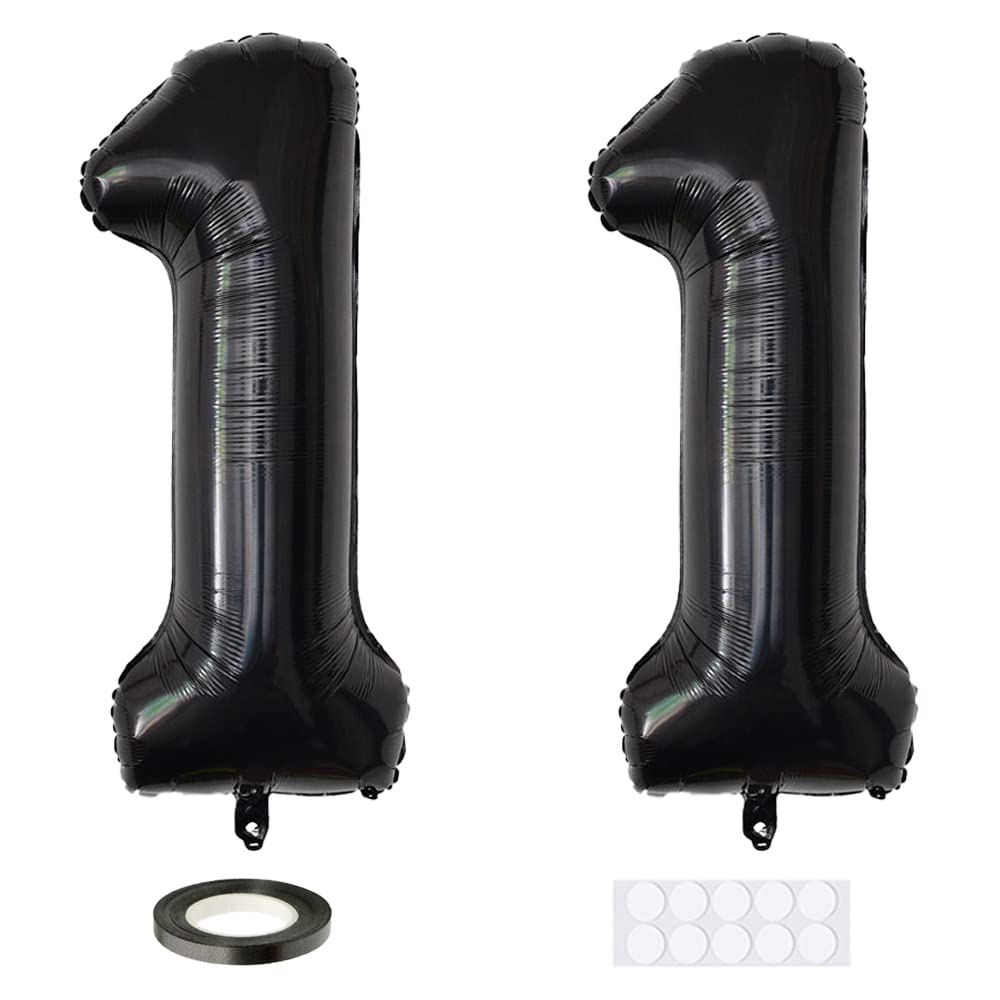 Xihuimay Number 11 Balloons 40 inch Digital Balloon Alphabet 11 Birthday Balloons Digit 11 Helium Balloons Big Balloons for Birthday Party Supplies Wedding Bachelorette Bridal Shower, Black Number 11