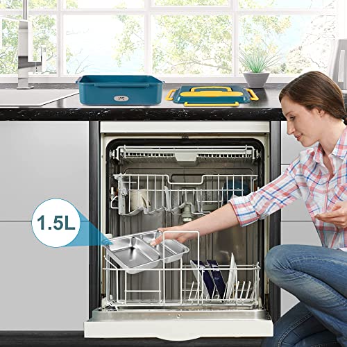 Electric Lunch Box Food Heater (New Upgrade Anti-Side Leakage) Electric Lunch Box for Car and Home 12v 24v 110v Portable Food Warmer 1.5 L Large Capacity Removable Stainless Steel Heating Lunch Box