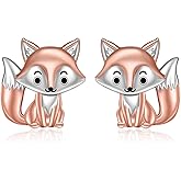 Fox Earrings Fox Stud Earrings for Women Sterling Silver Rose Gold Cute Fox Animal Stud Earring Fun Mini Arctic Fox Tail Lucky Pet Jewelry holiday Gifts