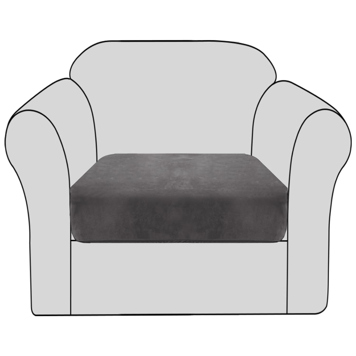 BellaHills Velvet Stretch Sofa Seat Cushion Covers Modular Cushion Covers Furniture Protector with Elastic Bottom (1 Piece, Grey)